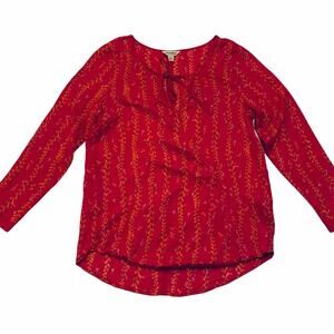 Lucky Brand Womens top pink faux wrap blouse vine/floral pattern small